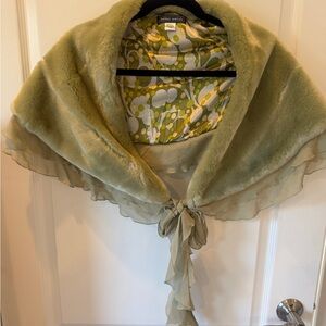 Helen Welsh Green Faux Fur Wrap
